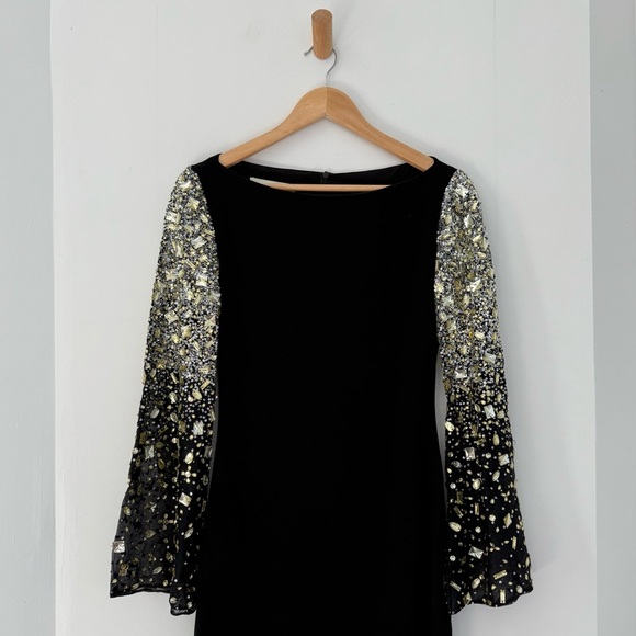 Vintage Randi Rahm black dress with metallic sequin bell sleeves - Small - Picture 3 of 8